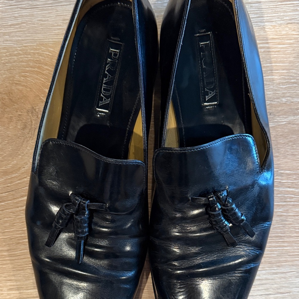 Prada Black Leather Loafers for Men